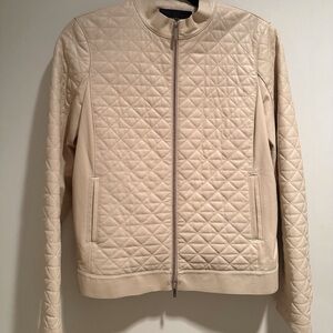 Lafayette 148 Quilted Beige Leather Jacket